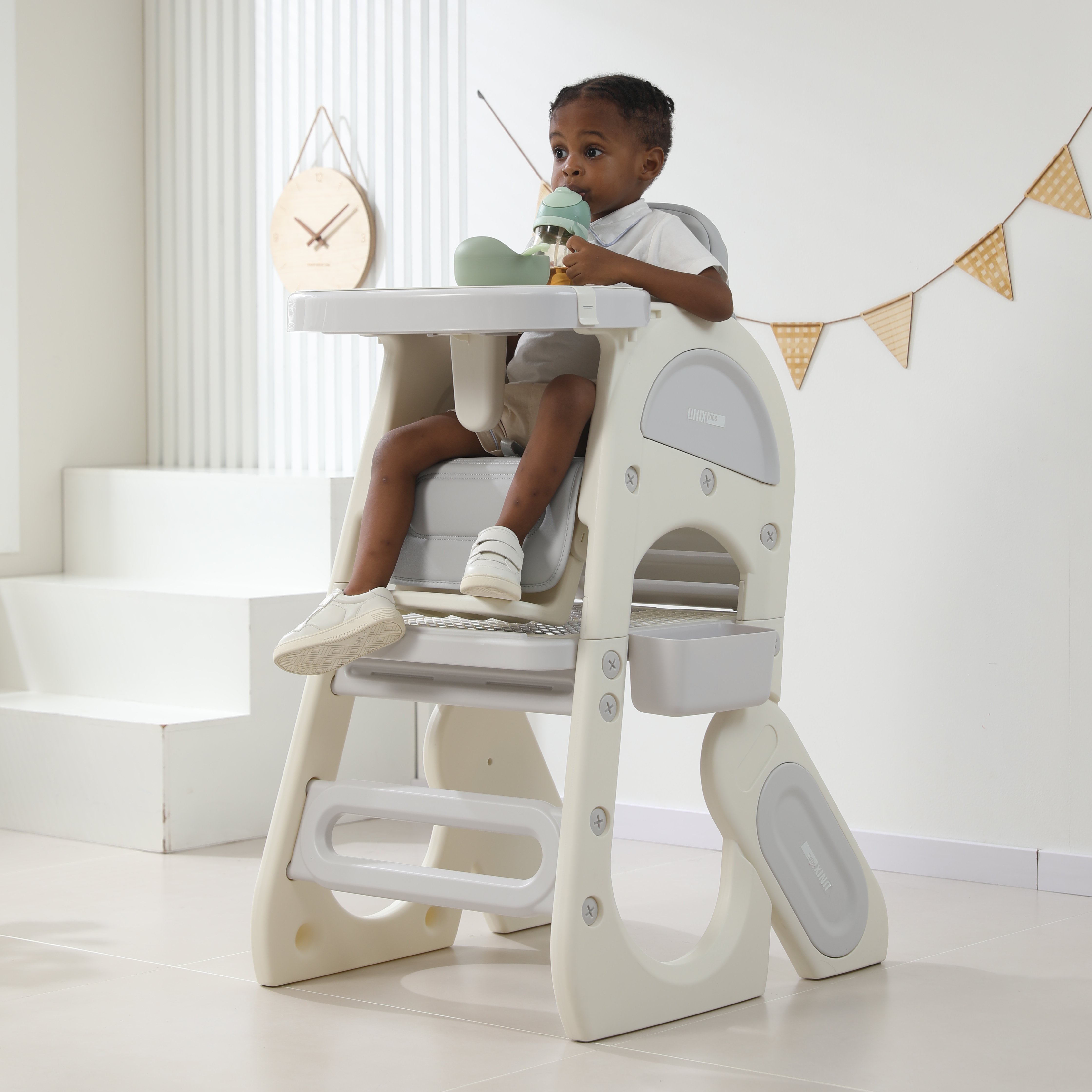 Стульчик для кормления UNIX Kids Cloud (3 in 1) Grey серый - фото 11