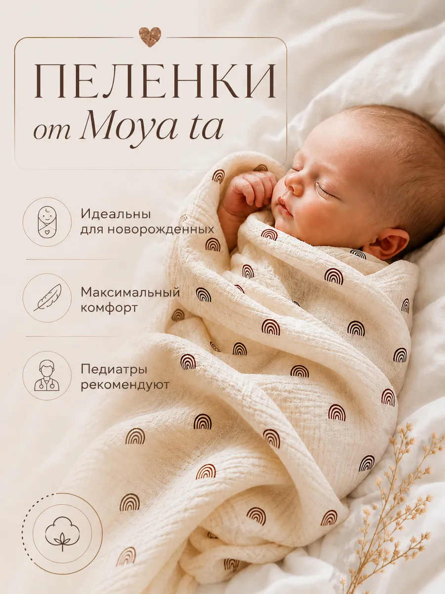 Пелёнка Moya ta Сердце муслин 100х100 см 2 шт. - фото 5