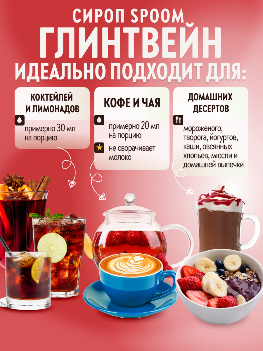 Сироп SPOOM Глинтвейн 1л для чая коктейлей и десертов - фото 3