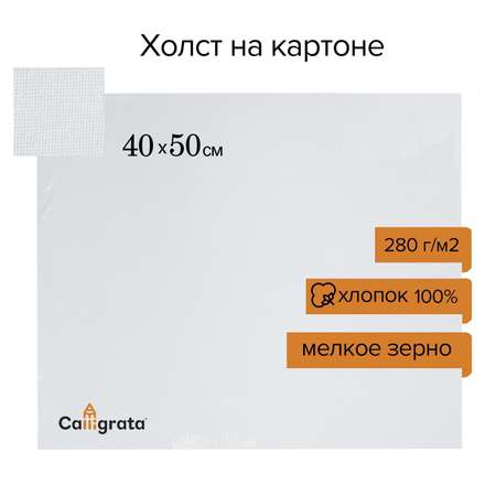 Холст Calligrata на картоне хлопок 100% размер 40*50 см, ширина 3 мм