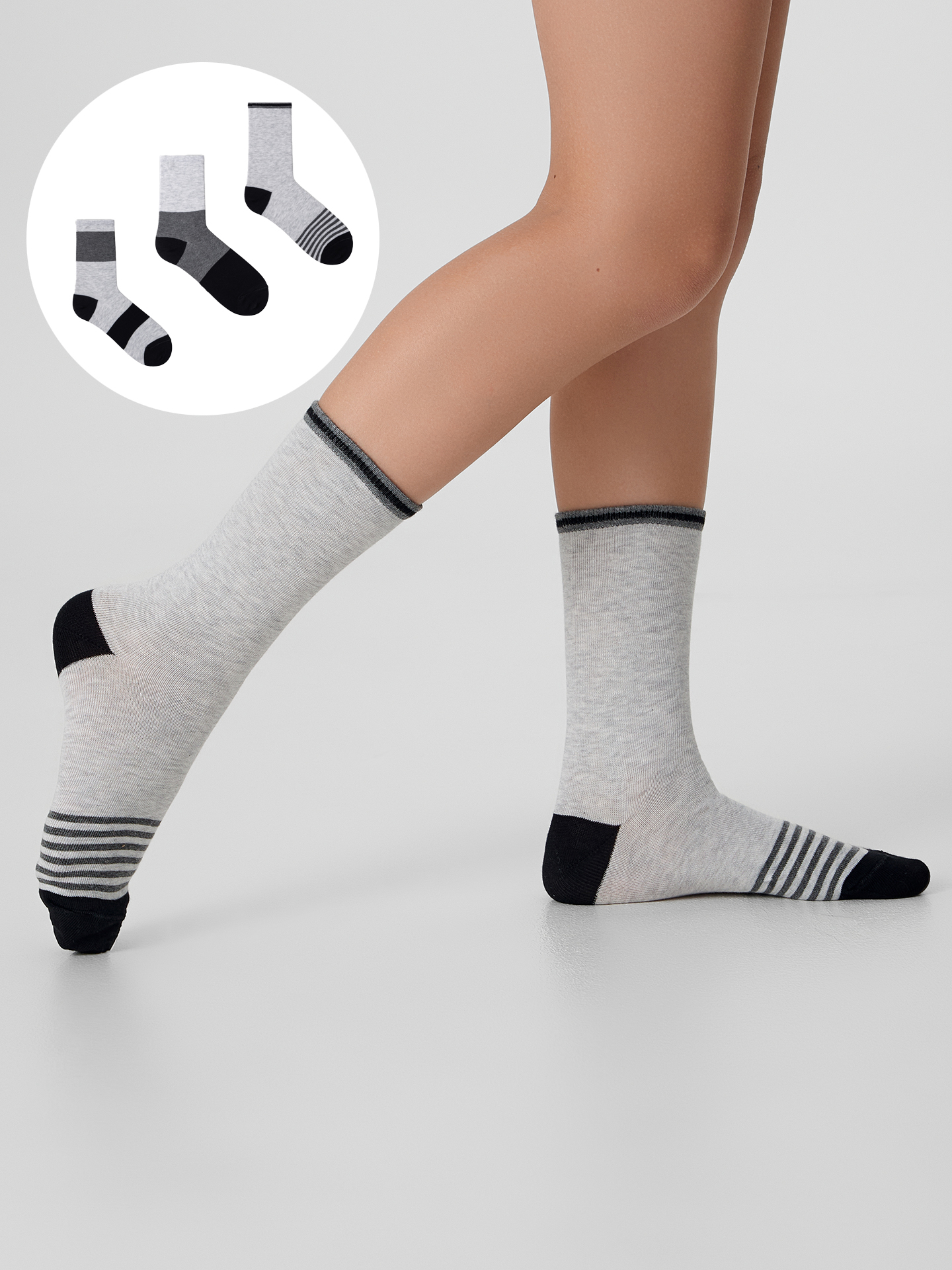 Носки 3 пары Mark Formelle (Марк Формэль) 430A-3382/св.серый меланж-3/ - фото 1