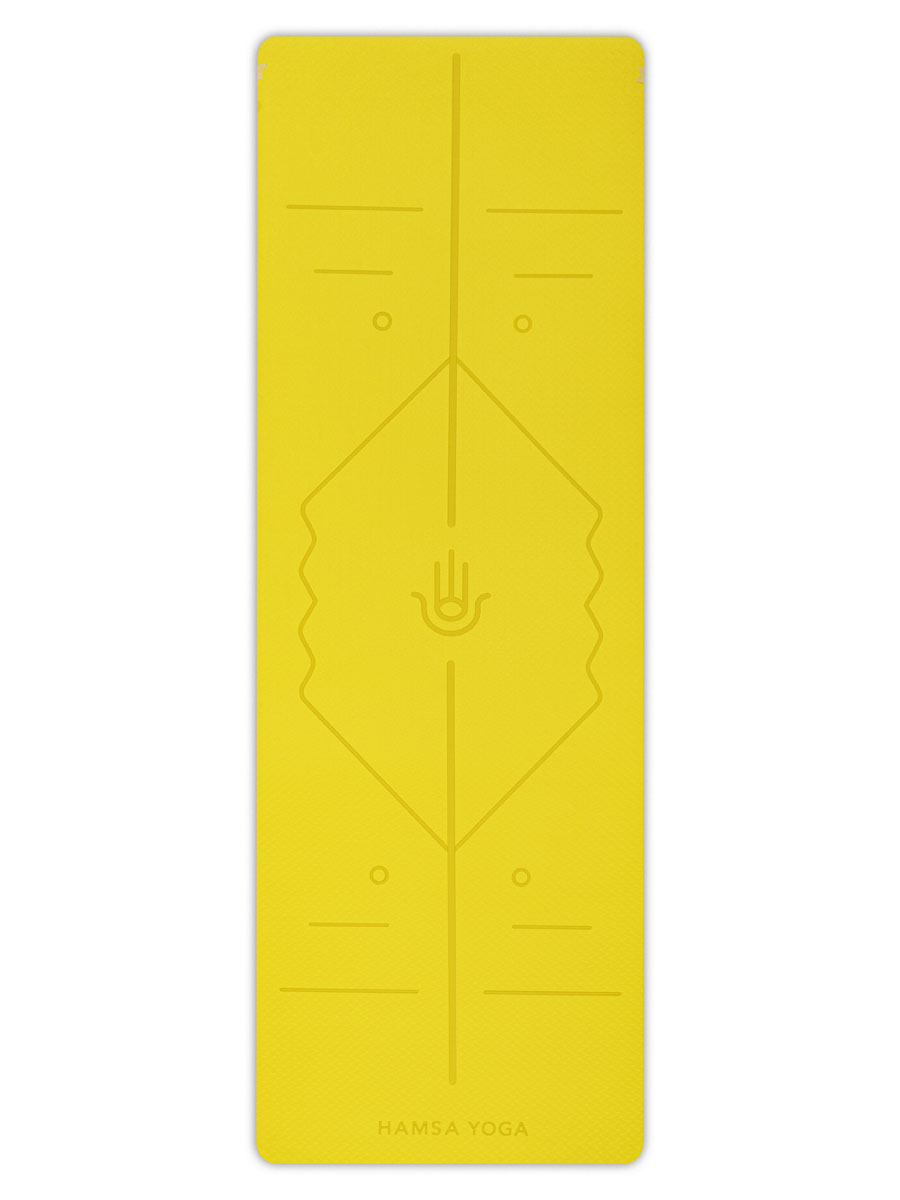 Коврик для йоги и фитнеса Hamsa Yoga TPE 183х61х0.6 см желтый - фото 6