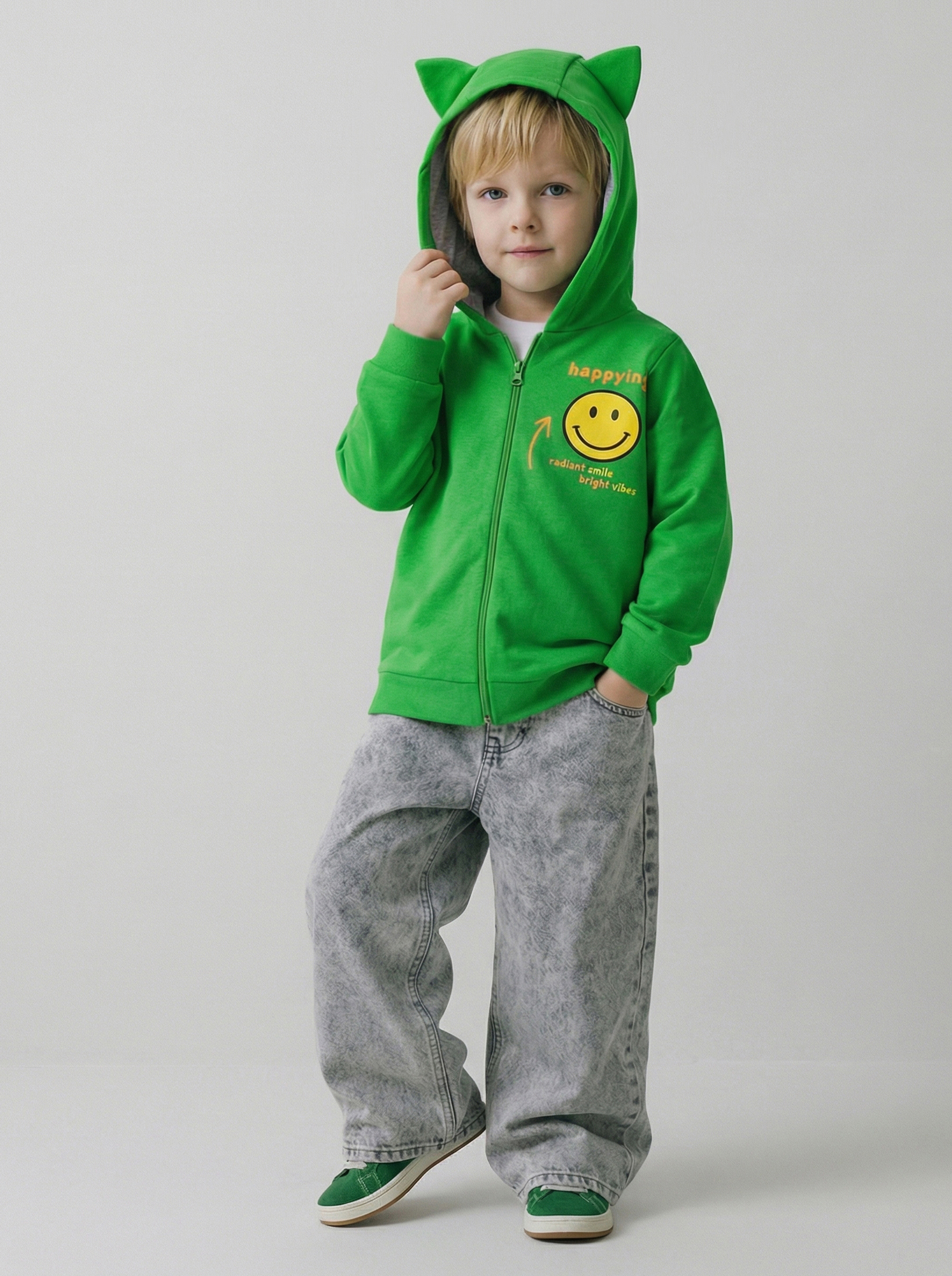 Изображение товара Детская толстовка YOULALA 98 с капюшоном и ушками для детей