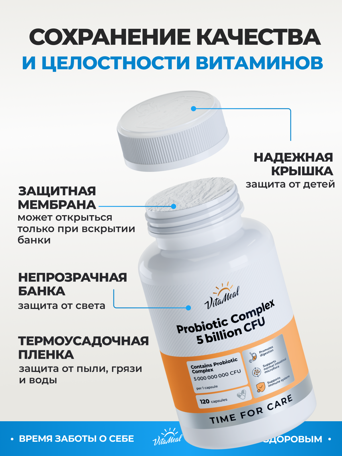 Биологически активная добавка VitaMeal Пробиотики и пребиотики для ЖКТ и микрофлоры кишечника 120 капсул - фото 11