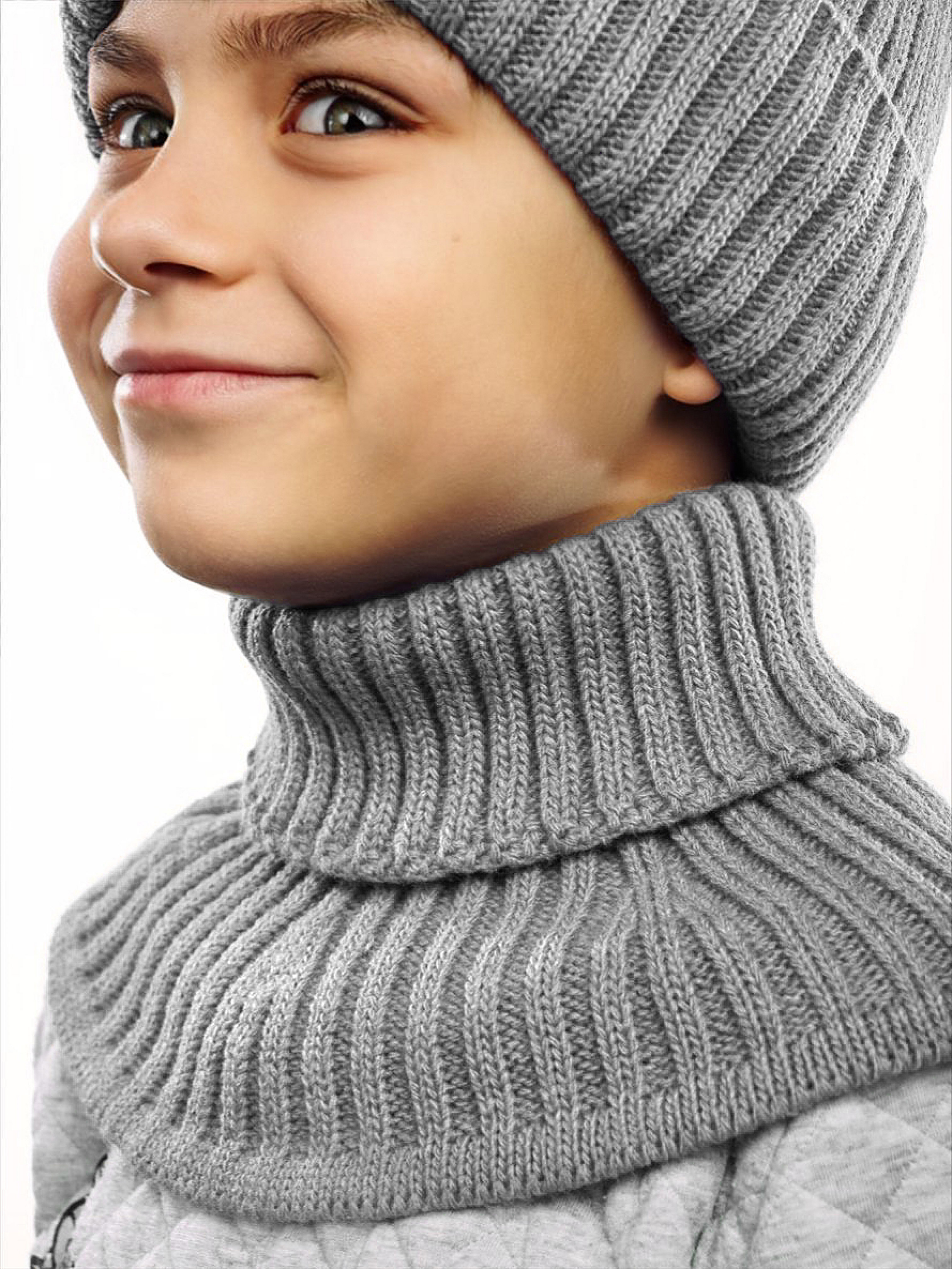 Шапка и снуд ПриКиндер U-W_233979 Цвет: Серый меланж - фото 12