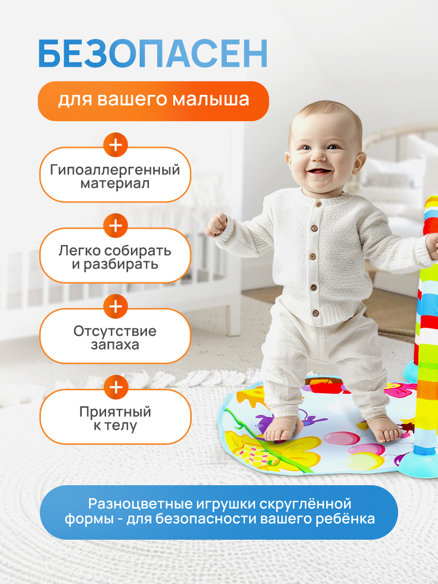 Коврик Рыжий кот с дугами Голубой - фото 6