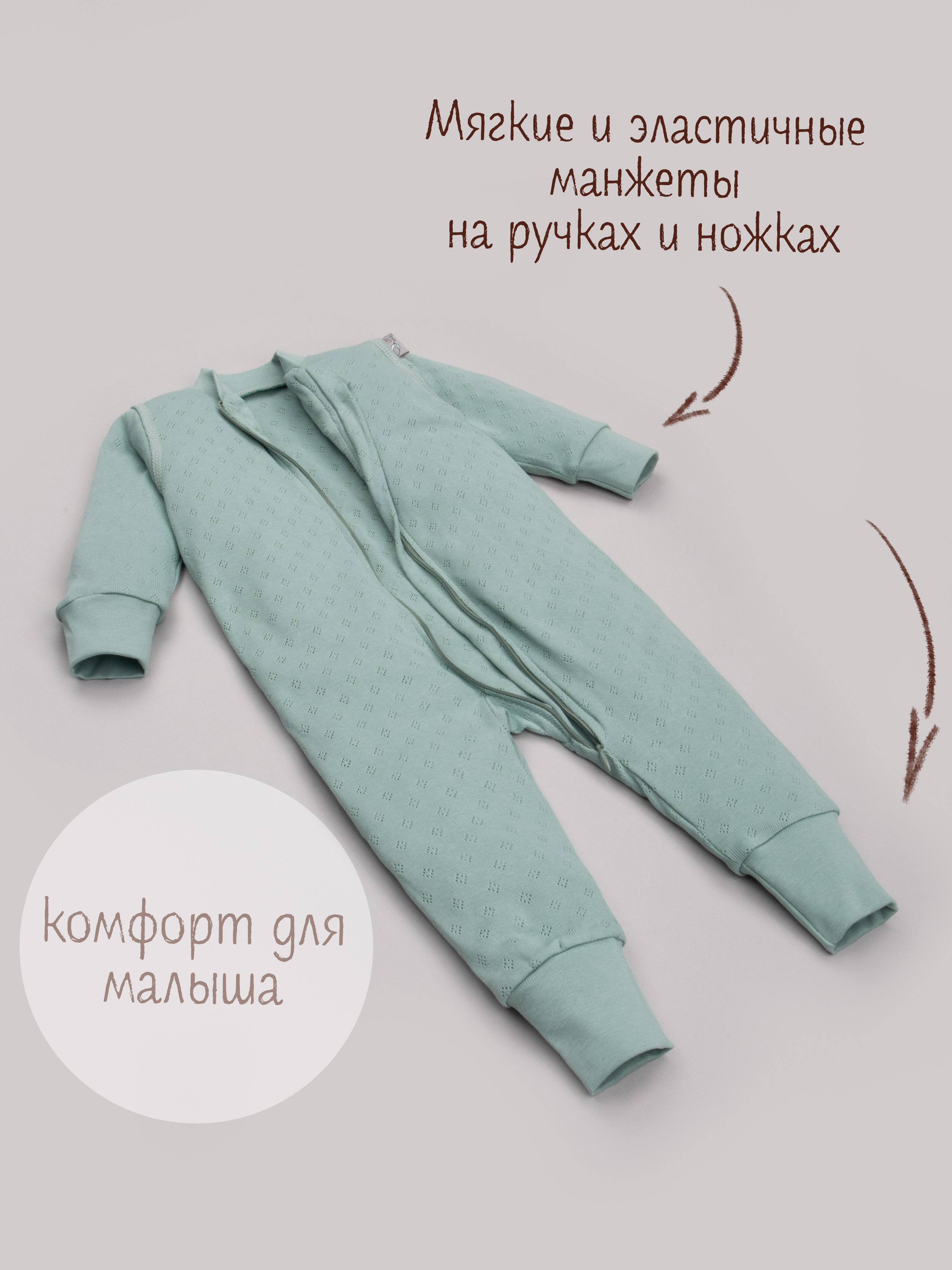 Комбинезон ТРИЯ 1022 ажурная рибана Soft туркус - фото 4