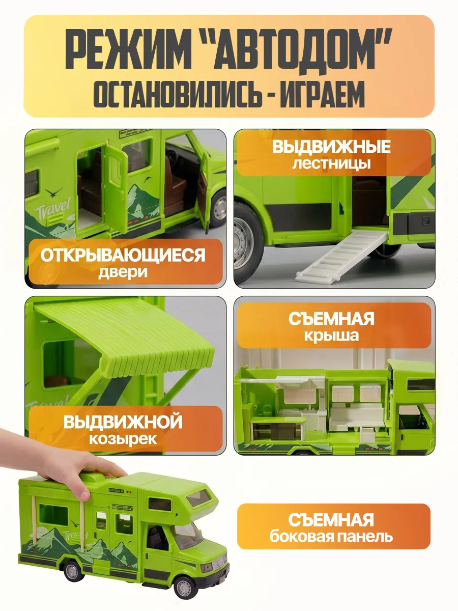 Автомобиль Libom Зеленый 1:32 автодом_зеленый_BT0320B - фото 3