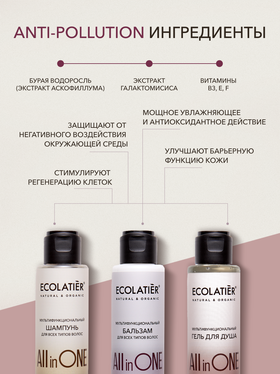 Дорожный набор Ecolatier All in One шампунь, бальзам и гель для душа - фото 2