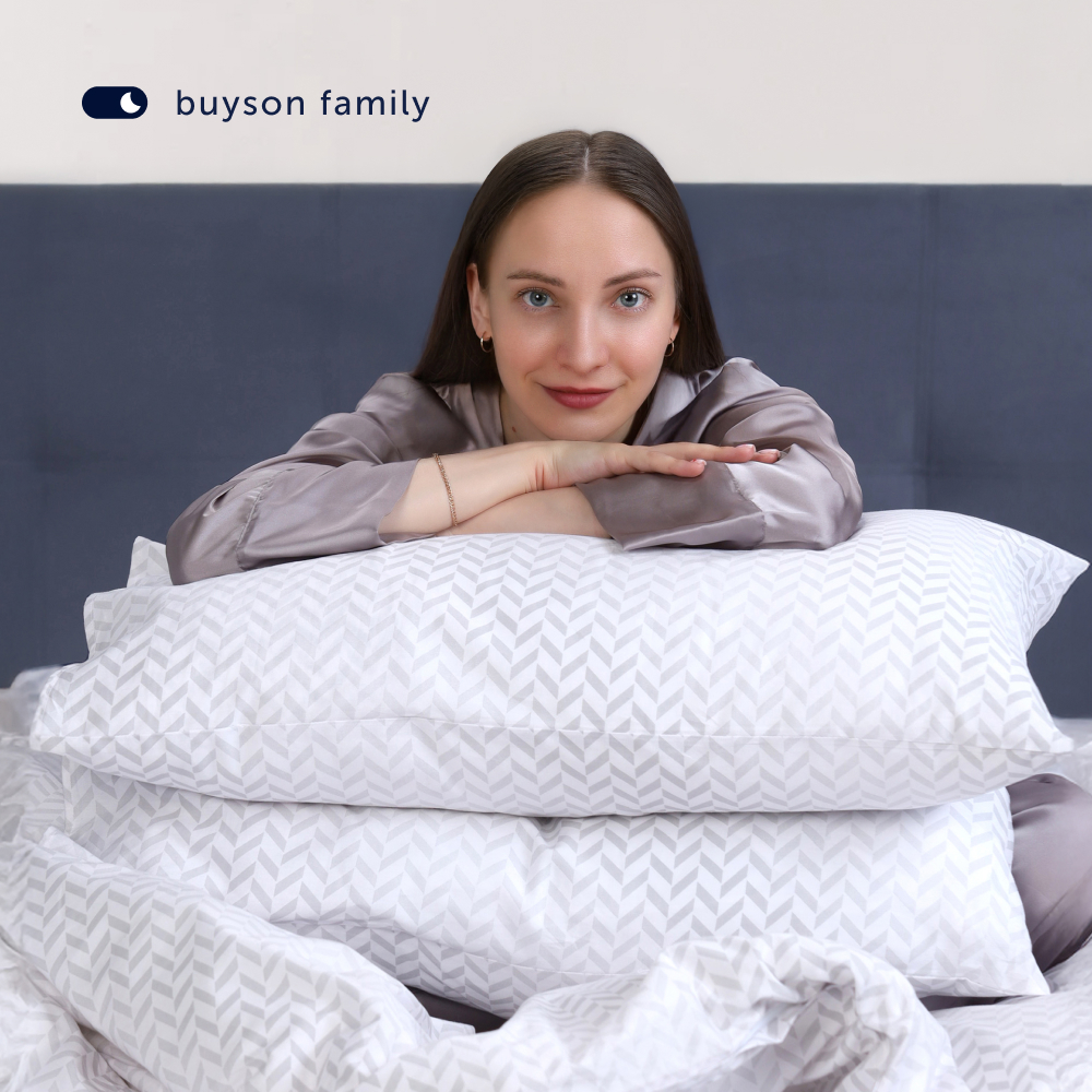 Комплект постельного белья 1,5-спальный buyson BuyMirage хлопковый сатин цвет Cloud - фото 13