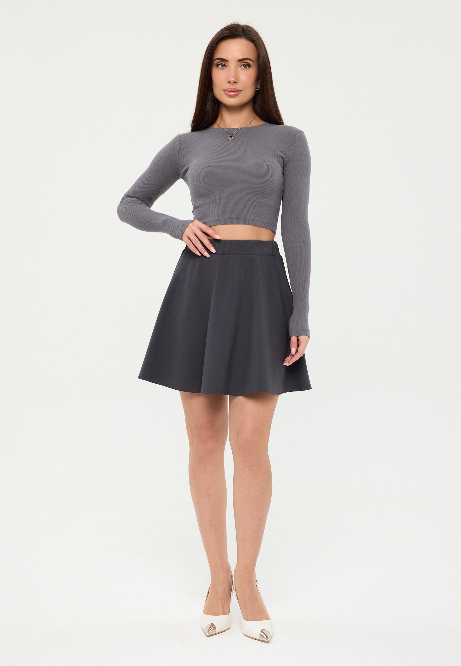 Юбка Stylish AMADEO AWS-5006-серый - фото 3