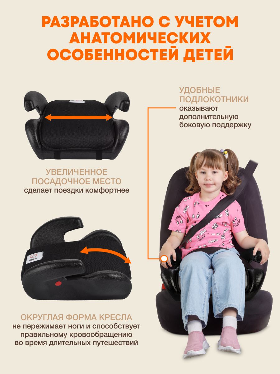 Автокресло ZLATEK Gals 3 (22-36 кг) черный - фото 3