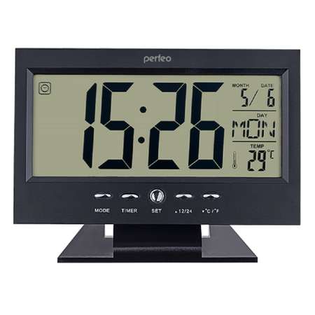 Часы-будильник Perfeo Set чёрный PF-S2618 время температура дата