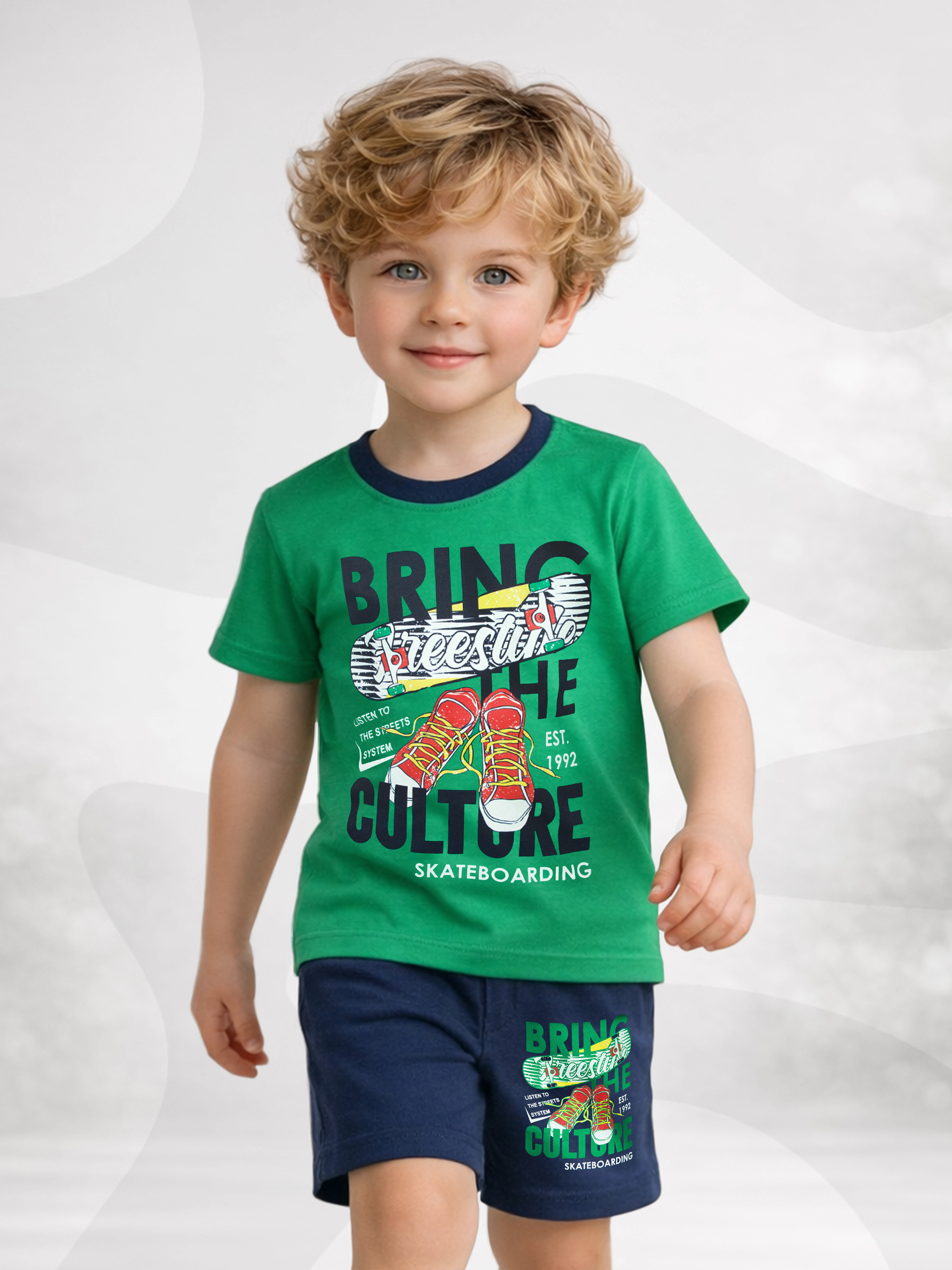 Изображение товара Костюм для мальчика: футболка и шорты Baby Style 134 Изображение товара Костюм для мальчика: футболка и шорты Baby Style 134