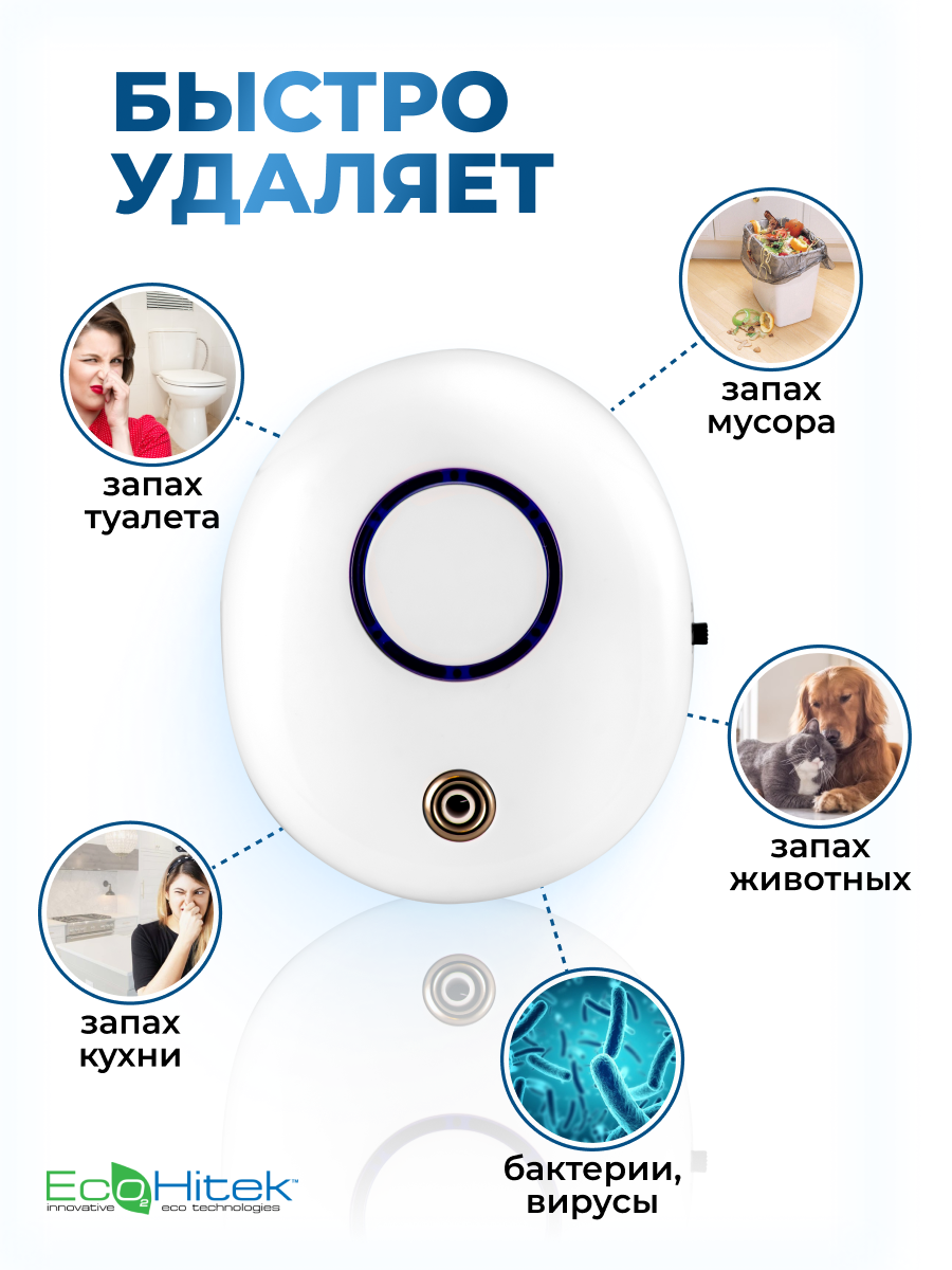Озонатор воздуха 15кв.м EcoHitek белый - фото 3