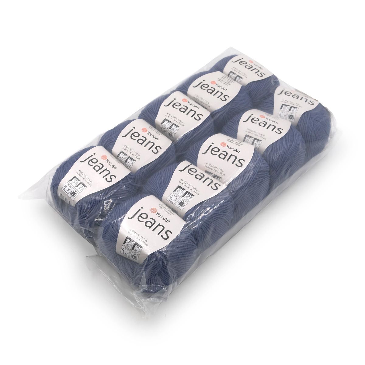 Пряжа YarnArt Jeans универсальная 50 г 160 м 68 джинсовый, 10 мотков - фото 8