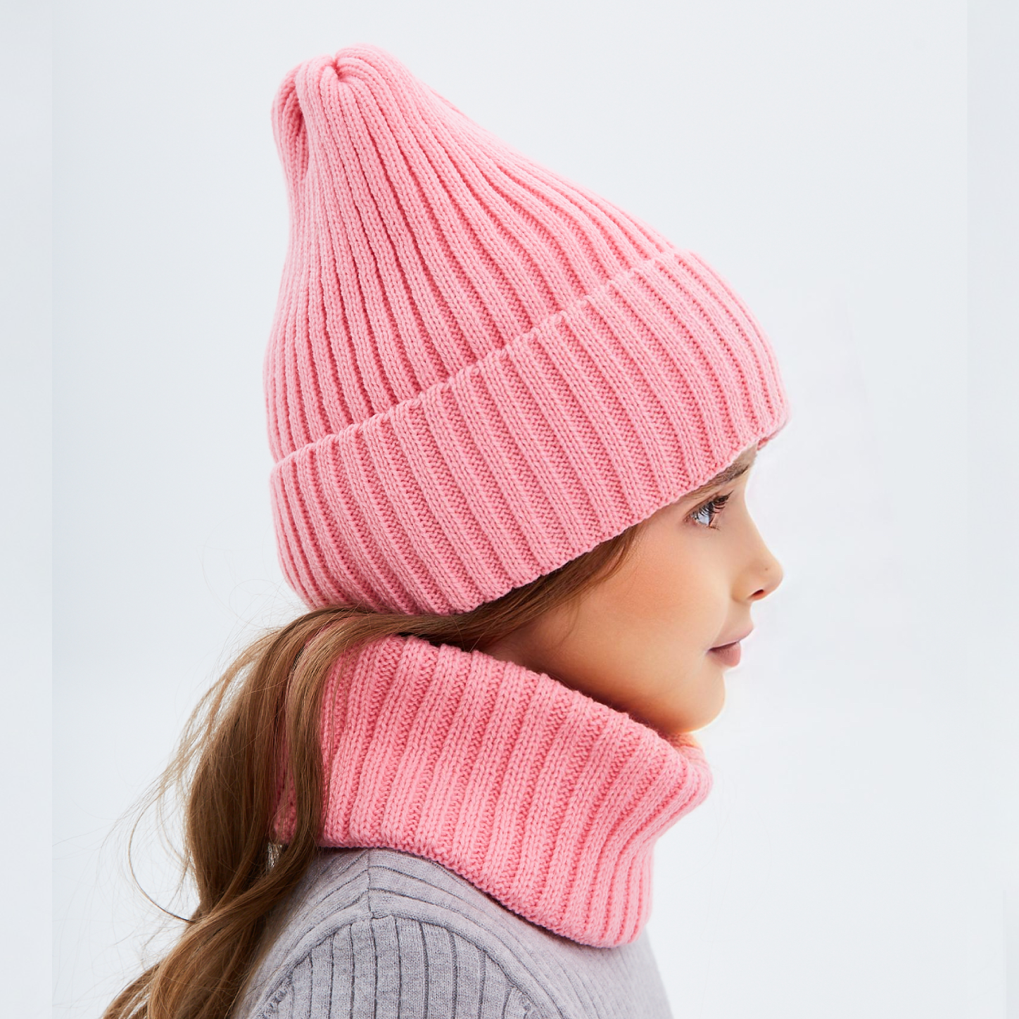 Шапка и снуд KUBRIO KU-H-104-GplainW-Dpink - фото 8
