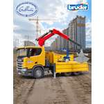 Грузовик Bruder Scania с краном и 2 паллетами