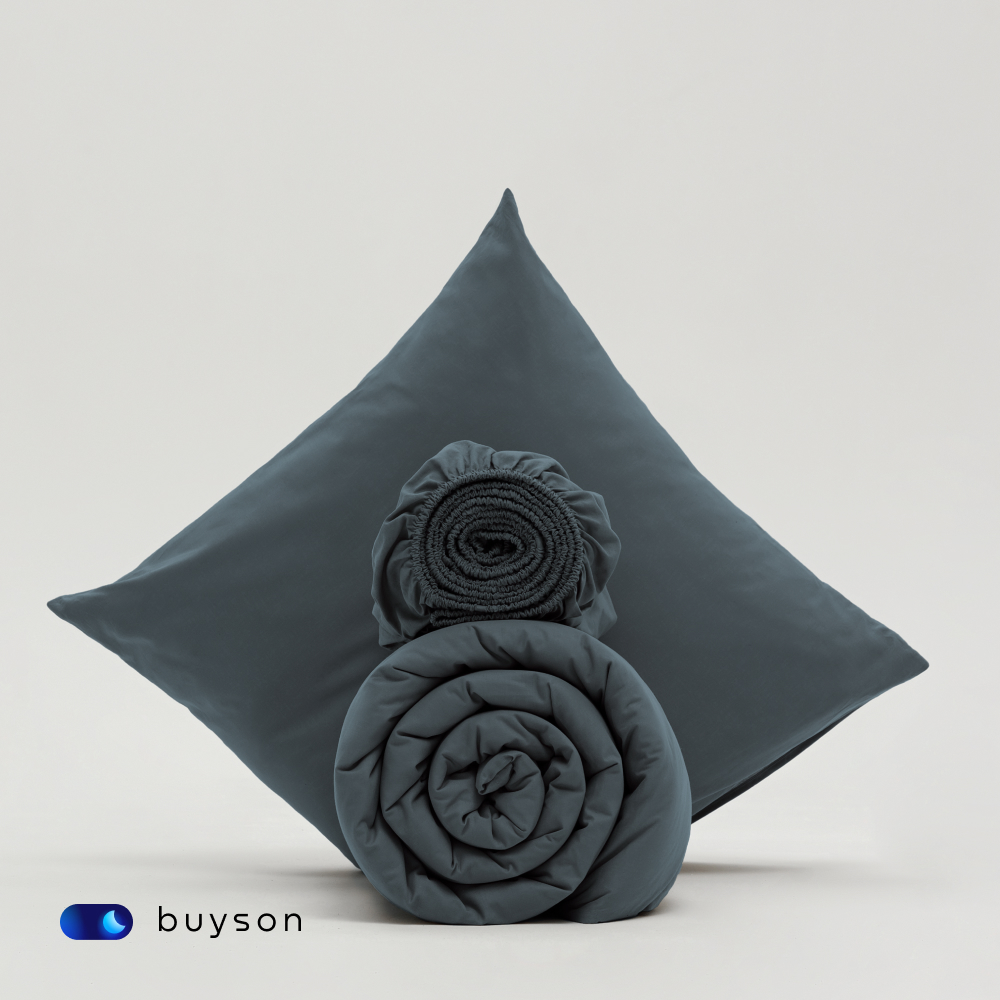 Пододеяльник buyson BuyDream 200х220 см, хлопок (поплин), серо-голубой - фото 8