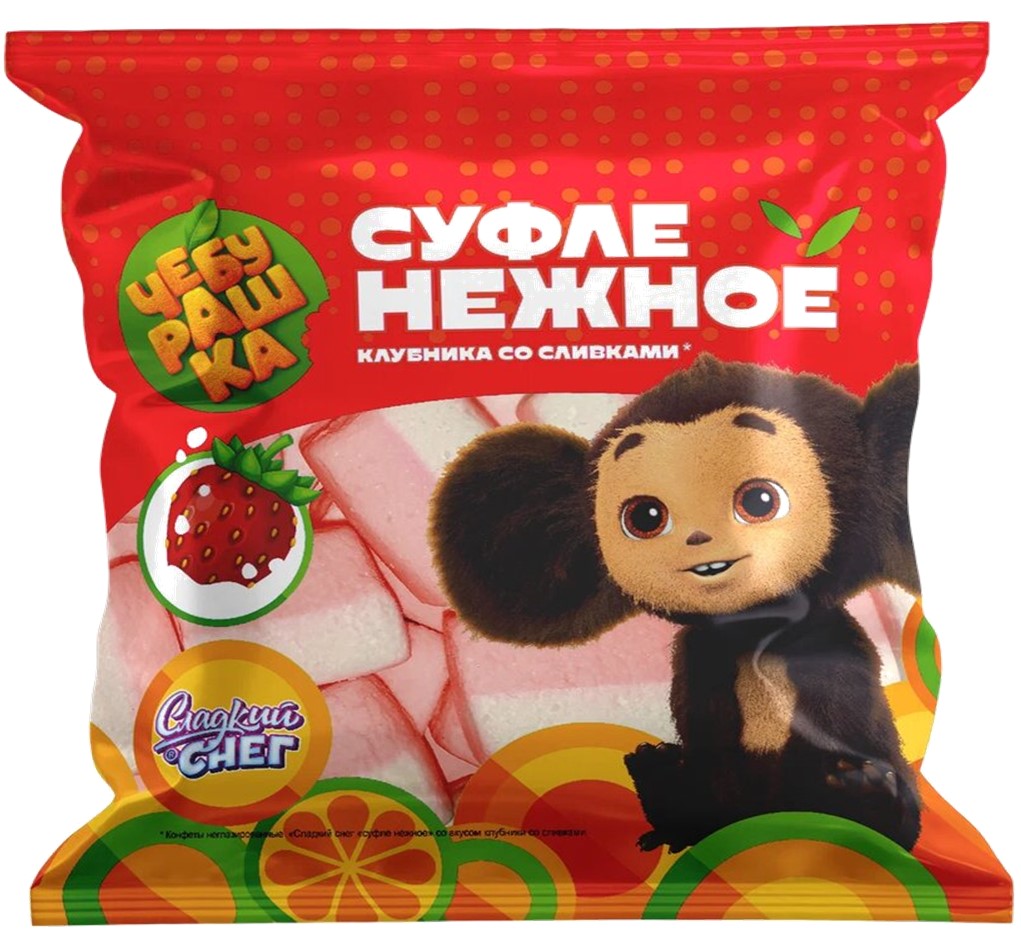 Конфеты неглазированные Сладкий снег Нежное суфле со вкусом клубники со сливками 5 шт по 85 г - фото 2