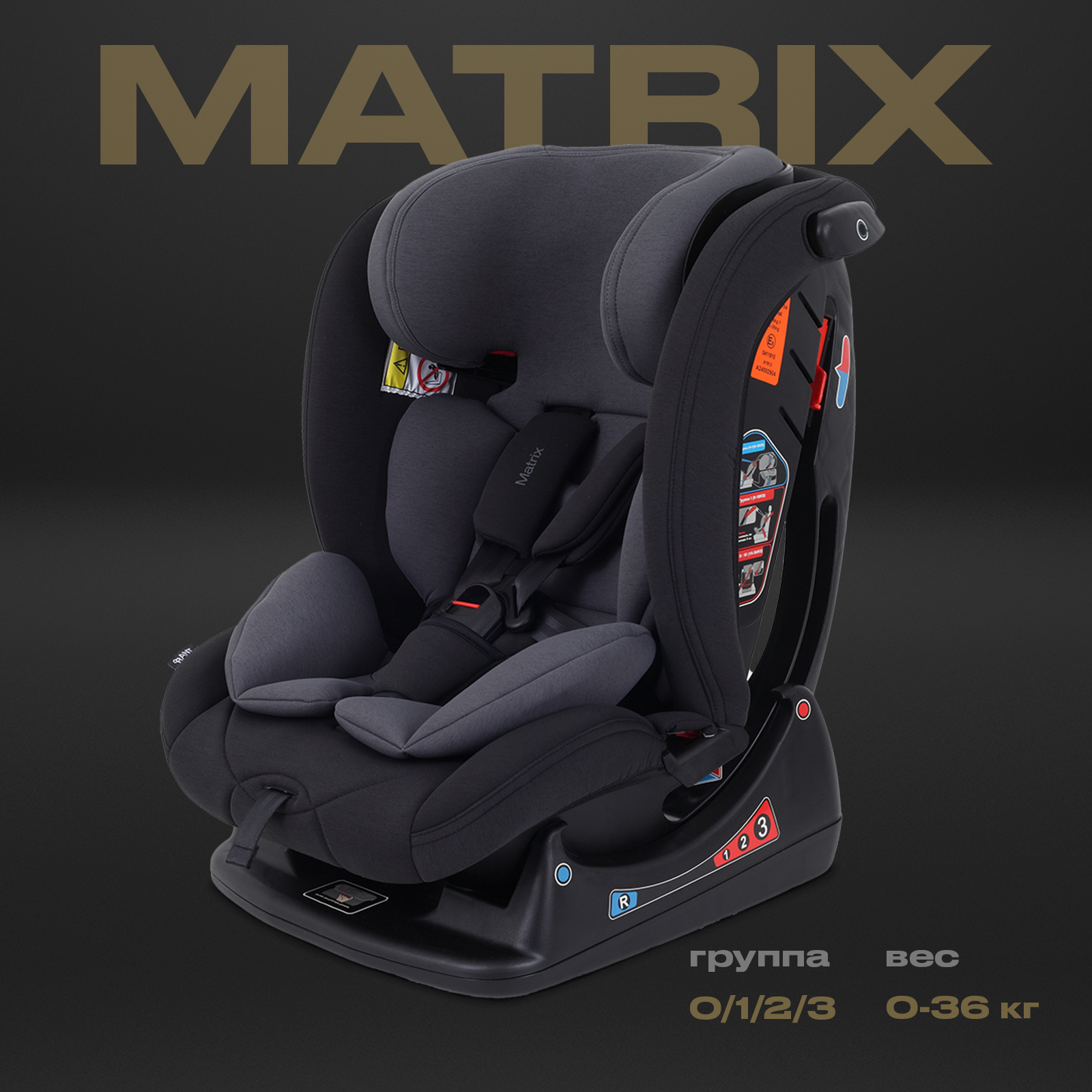 Автокресло Rant Matrix 0+/1/2/3 (0-36 кг) серый - фото 1