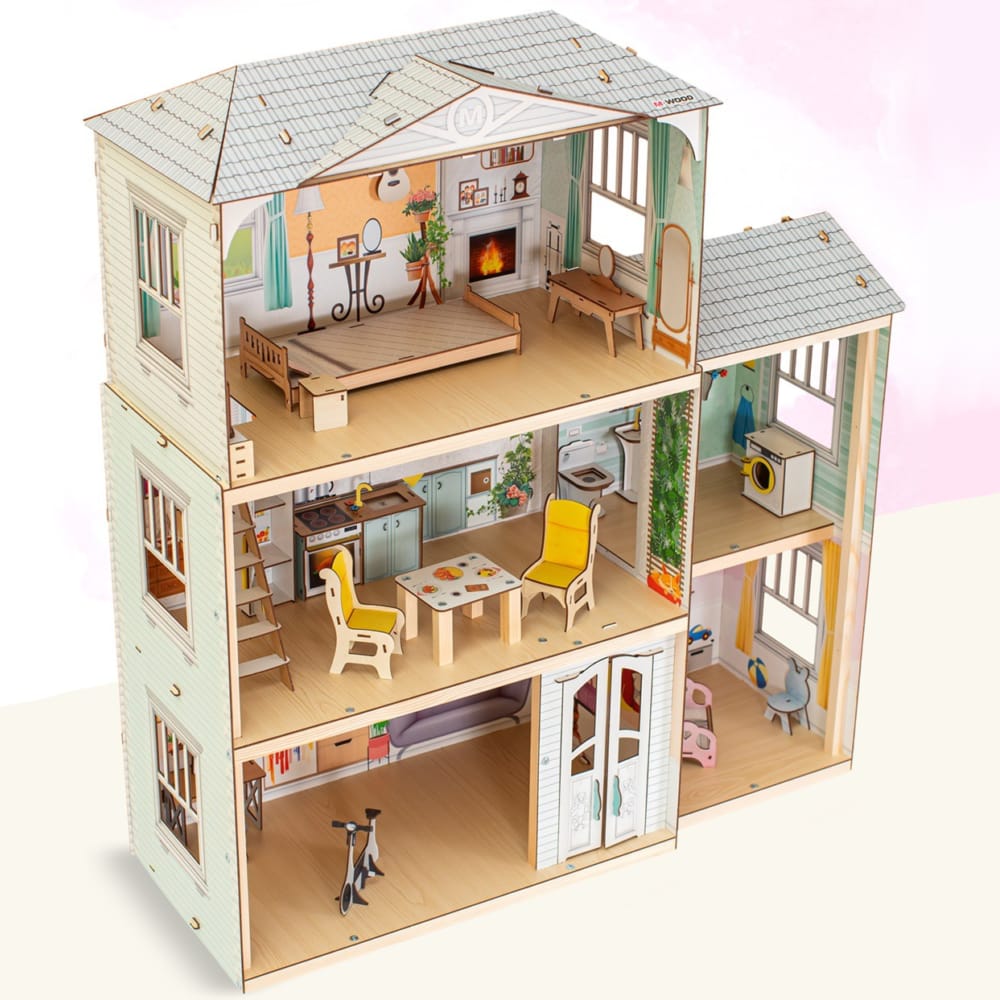 Домик для кукол M-WOOD 105 см с мебелью 3032 - фото 9