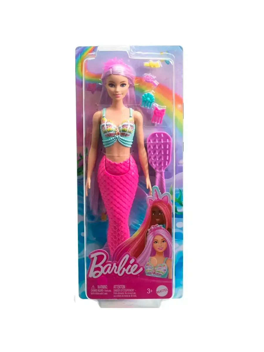 Кукла модельная Barbie Русалка с сиреневыми волосами высота 29 см HRR00 - фото 6