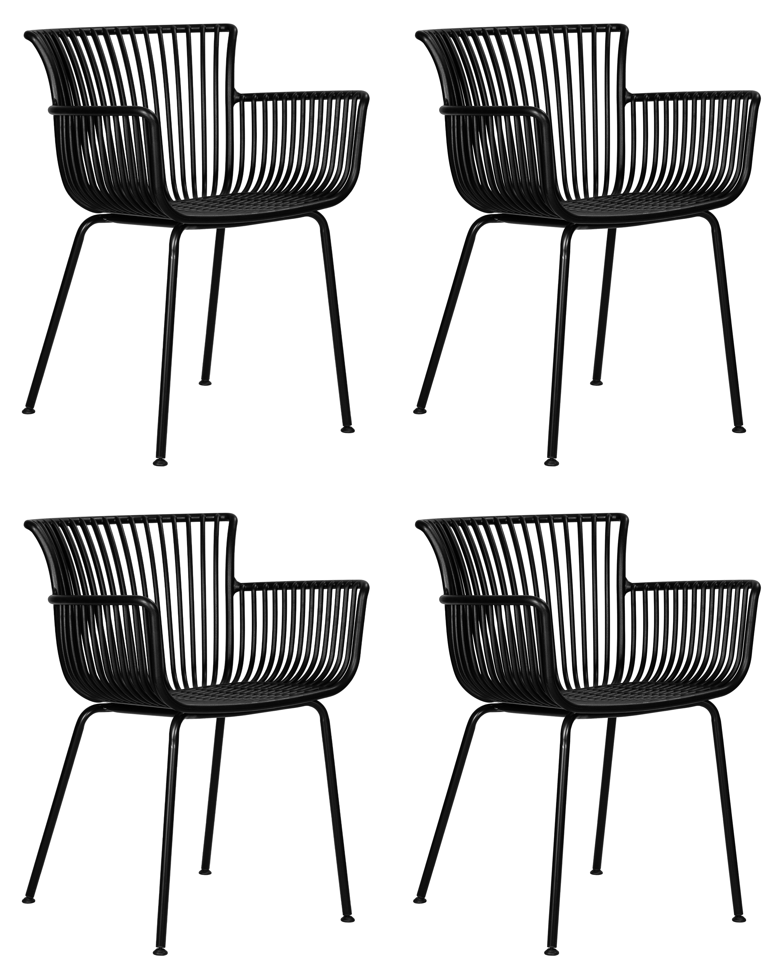 Изображение товара Обеденные стулья DOBRIN ROSS 4 шт черные без подушки прочный металл дизайн