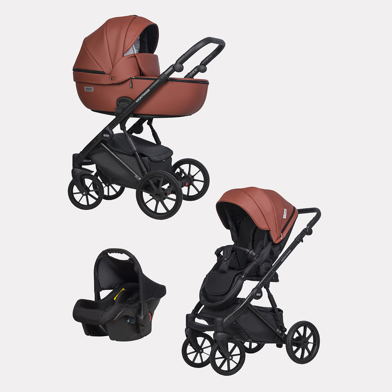 Коляска 3в1 Riko Basic бордовый - фото 1