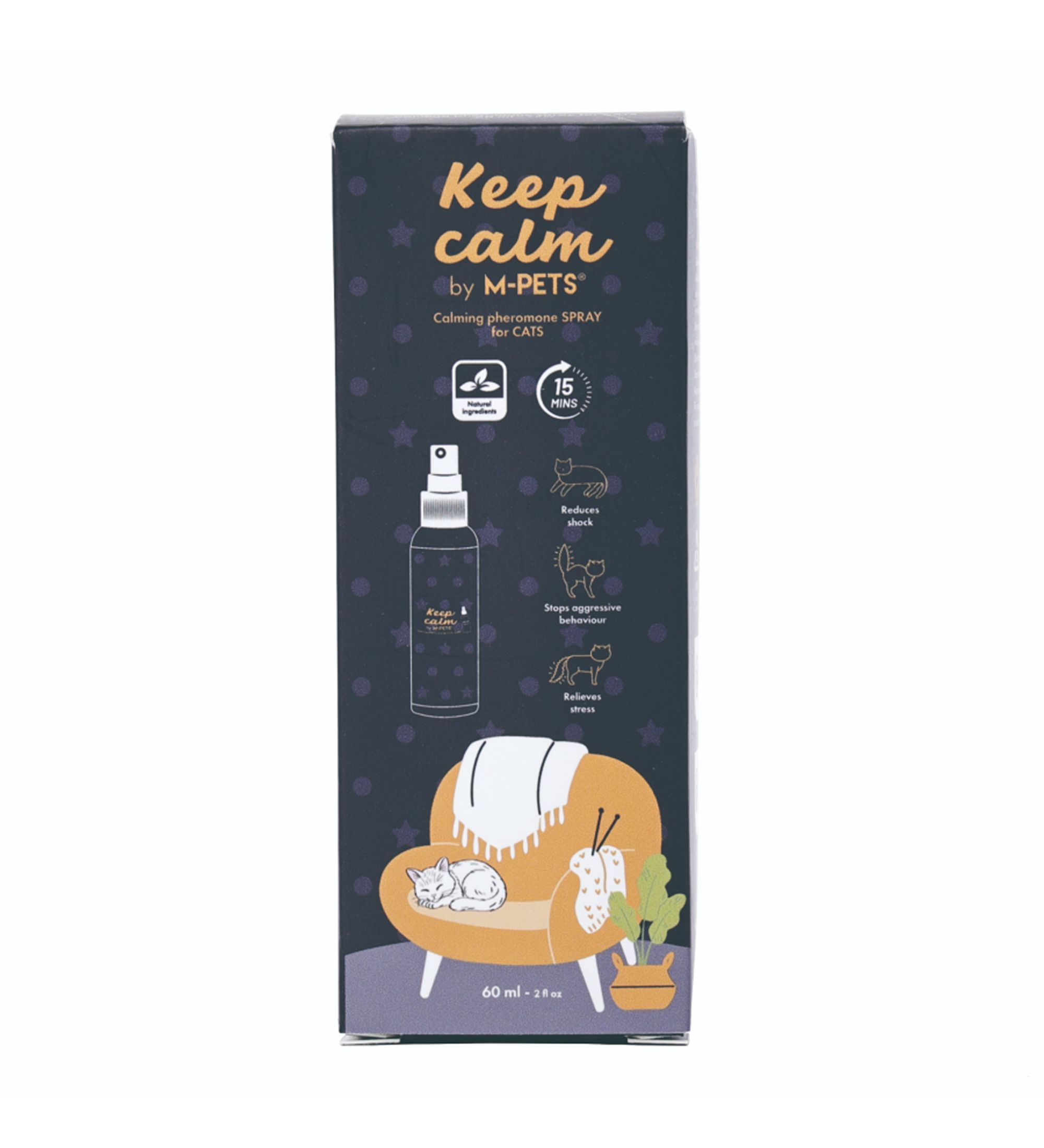 Спрей для кошек M-PETS KEEP CALM успокаивающий феромон 60мл - фото 3