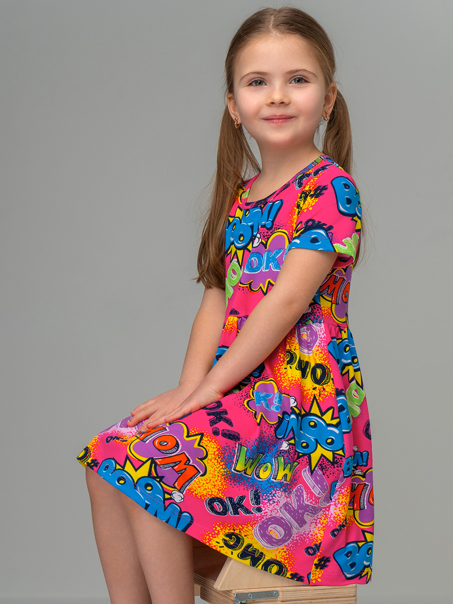 Платье HappyFox HF00192фуксия.с.надписями - фото 7