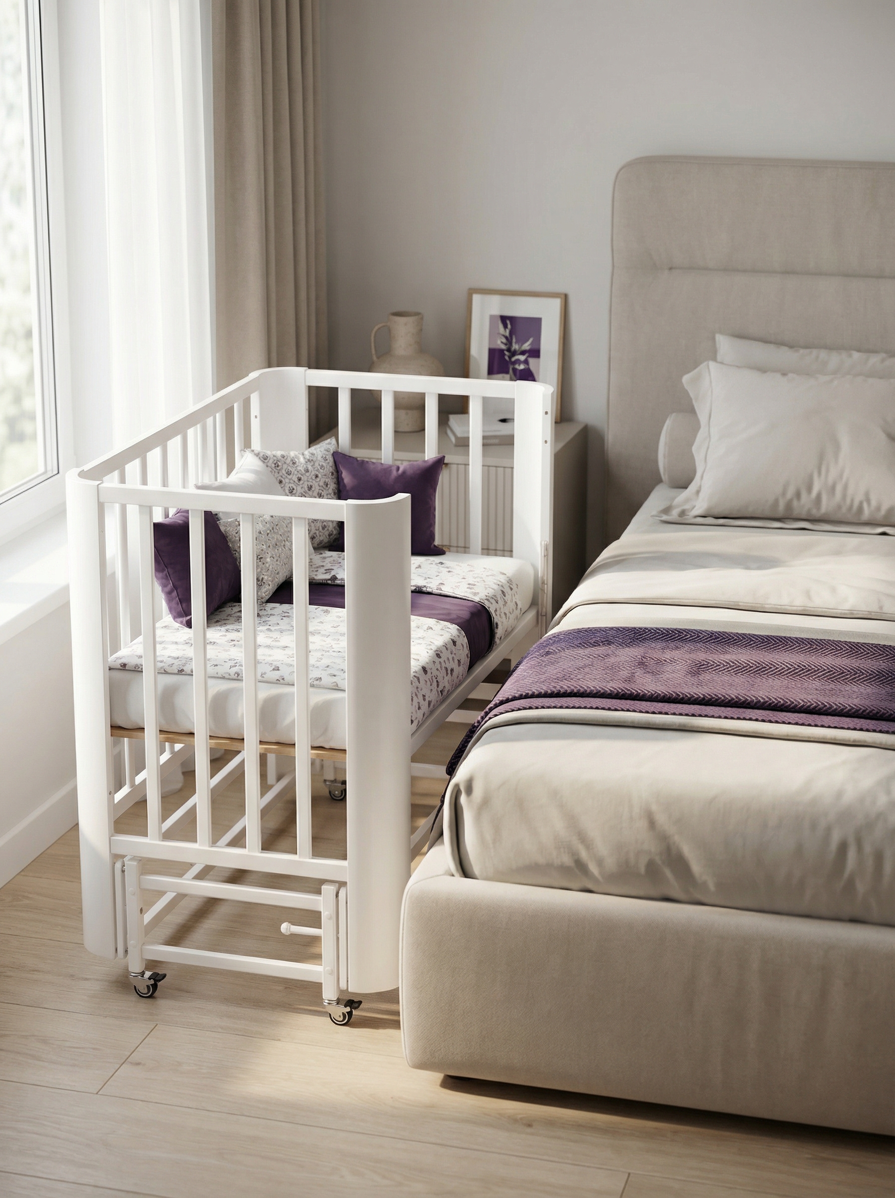 Детская кроватка Mr Sandman, продольный маятник (белый) - фото 18