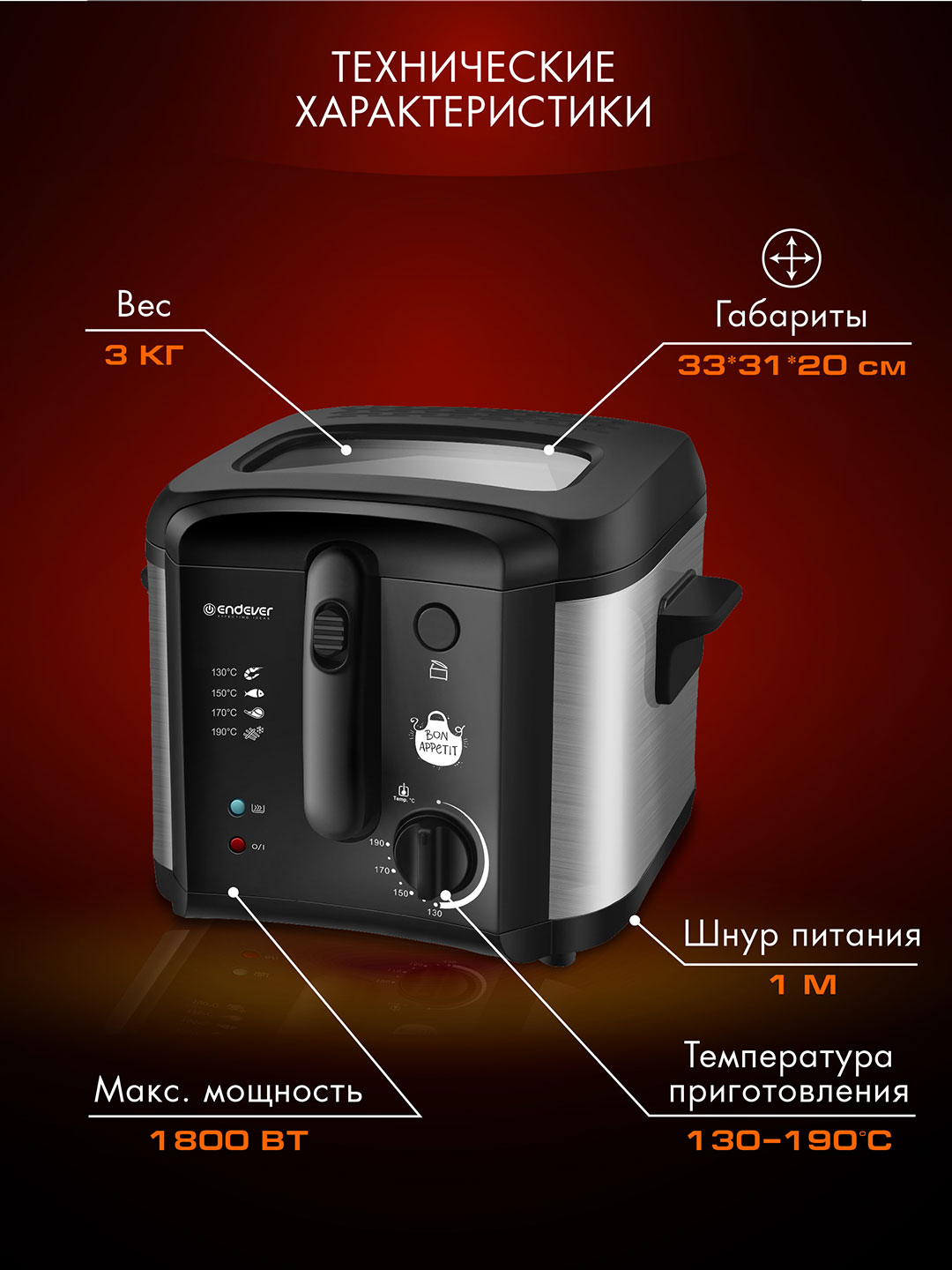 Электрическая фритюрница ENDEVER Skyline FR-115 - фото 3