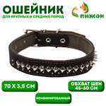 Ошейник Пижон кожа и брезент Ёж 70 см чёрный