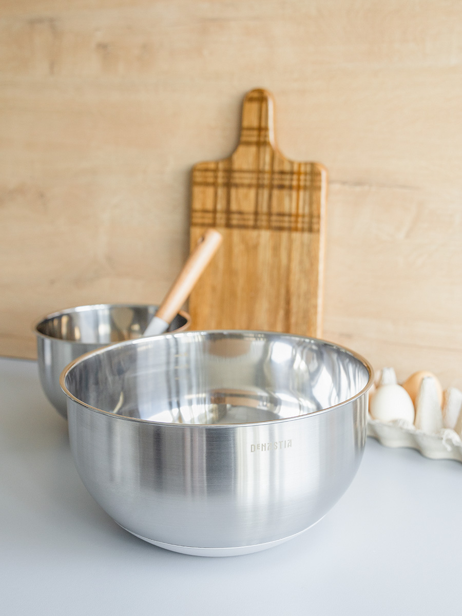 Миска DeNASTIA с прозрачной крышкой 5 л нерж.сталь серый A000339 - фото 4