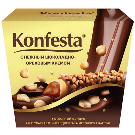 Конфеты Konfesta с шоколадно-ореховой начинкой в обсыпке фундуком 150г