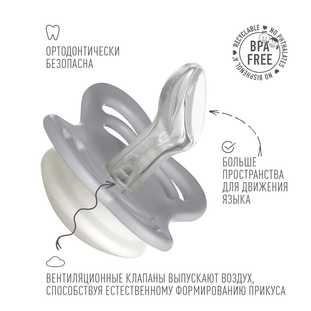 Пустышка BIBS силикон анатомическая от 0 мес. 1 шт. - фото 3
