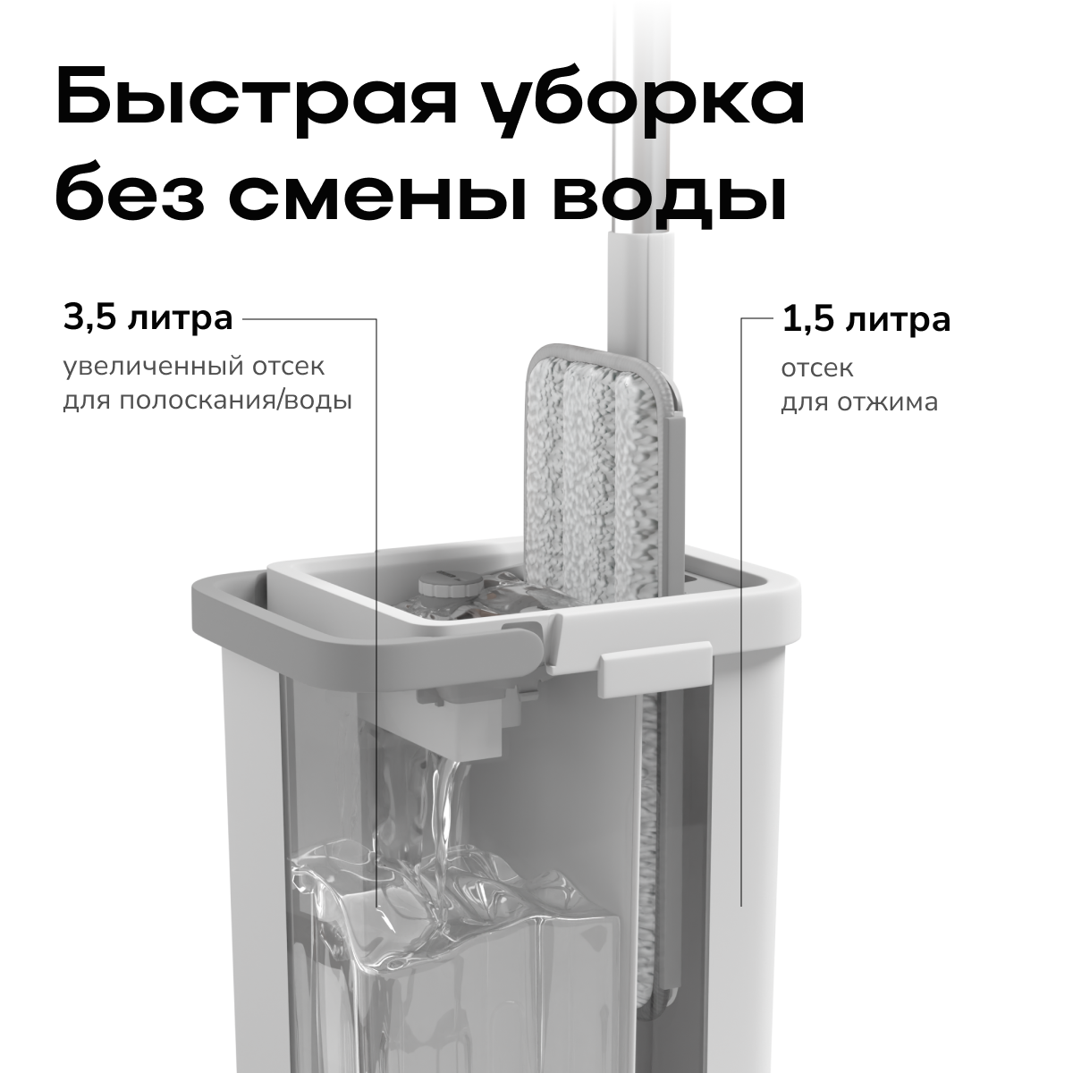 Швабра с отжимом и ведром Zetter XS 2.0 5,5 литров - фото 6