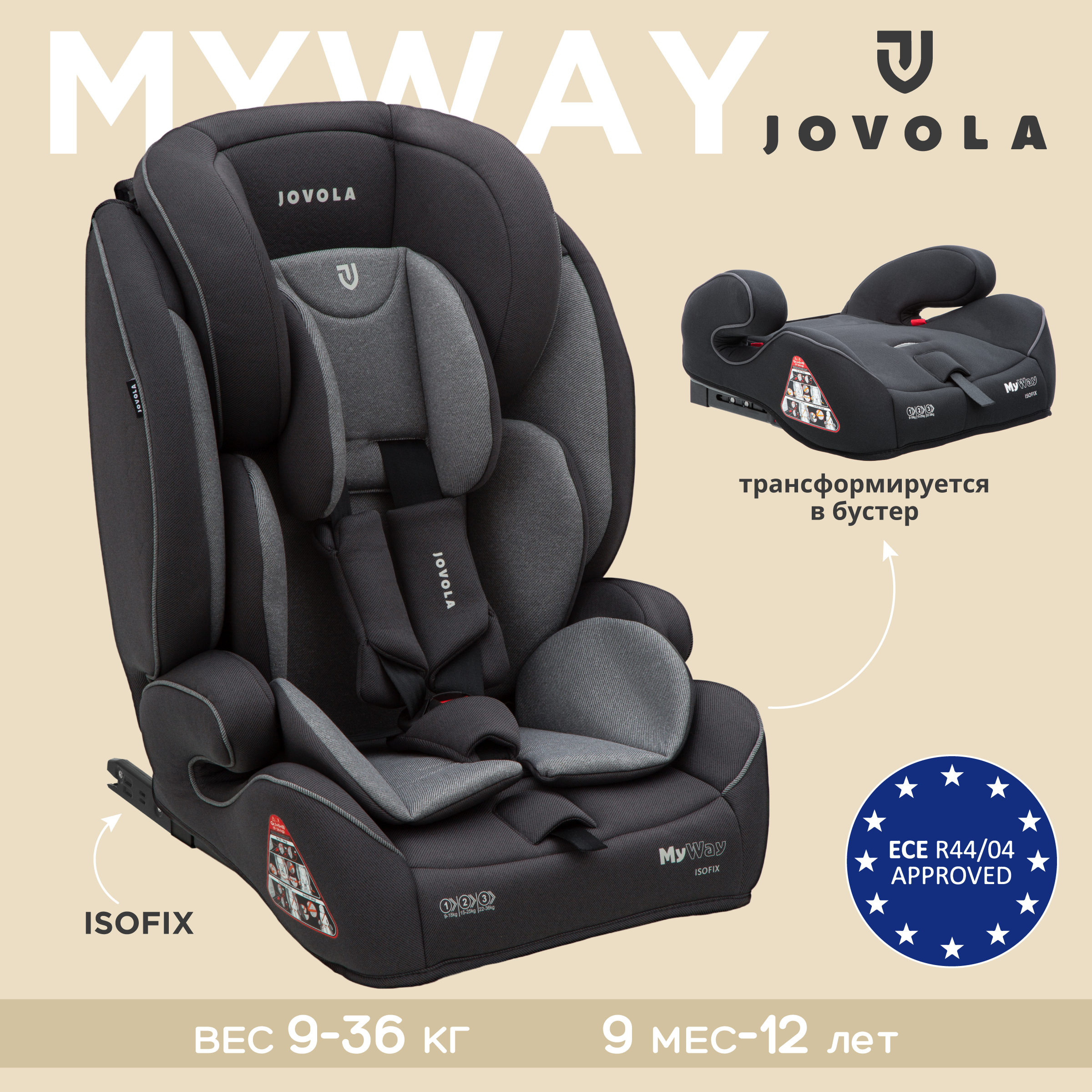 Автокресло JOVOLA MyWay Isofix 1/2/3 (9-36 кг) - фото 1