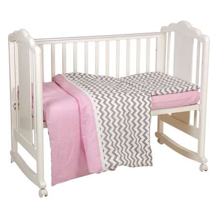 Комплект постельного белья Polini kids Зигзаг 3предмета Серо-розовый
