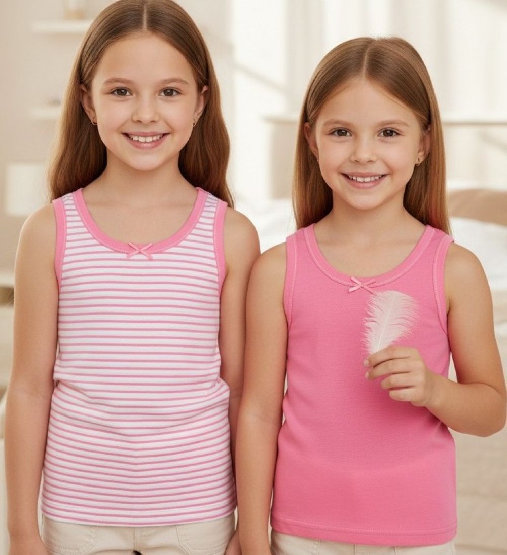 Изображение товара Набор из 2 хлопковых бесшовных майок для девочек от 3 до 12 лет SoloWay