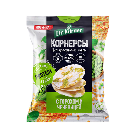 Чипсы DrKorner рисовые c горошком и чечевицей 14 шт. по 50 гр.
