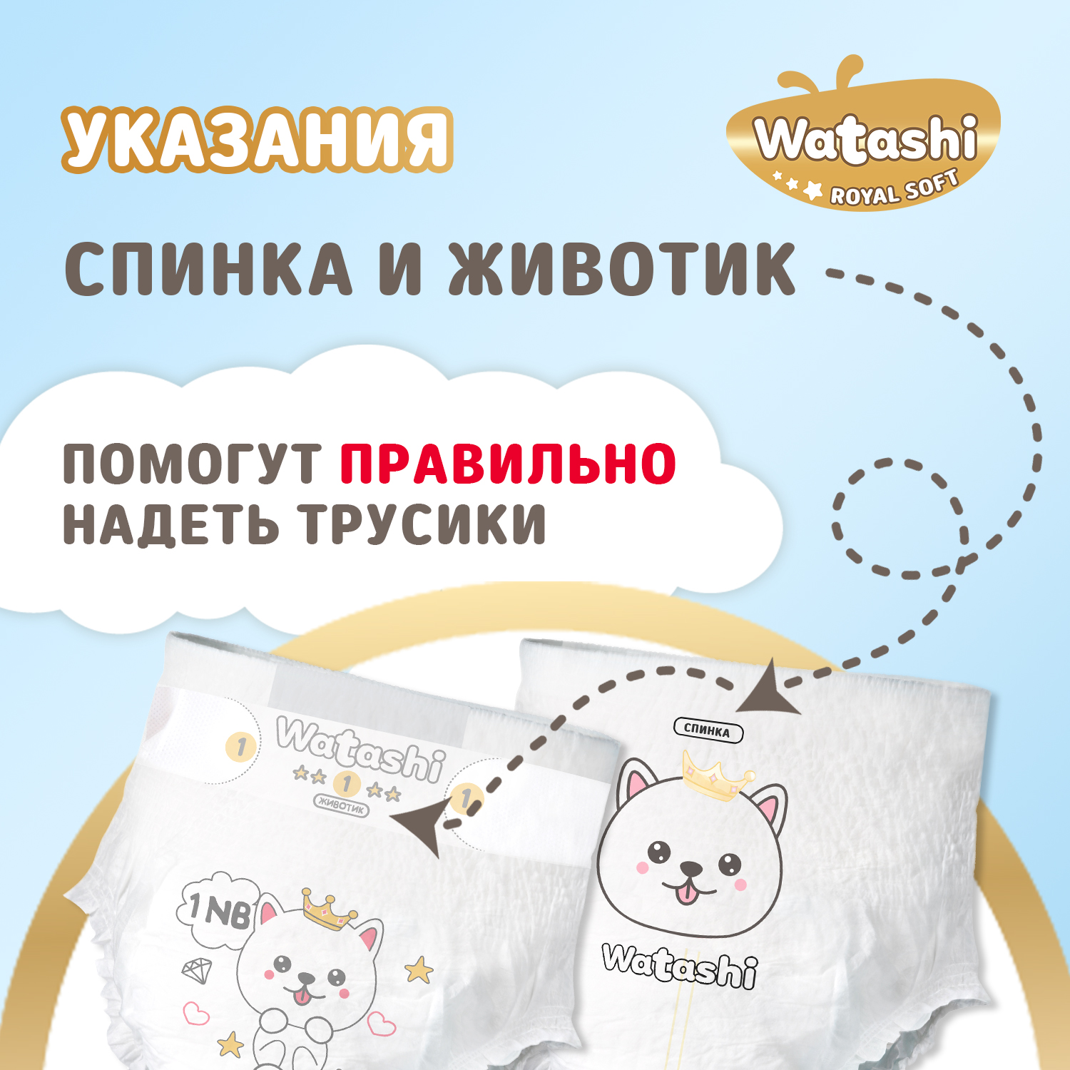 Подгузники WATASHI Royal Soft Royal Soft NB (до 5 кг) 24 шт. - фото 5