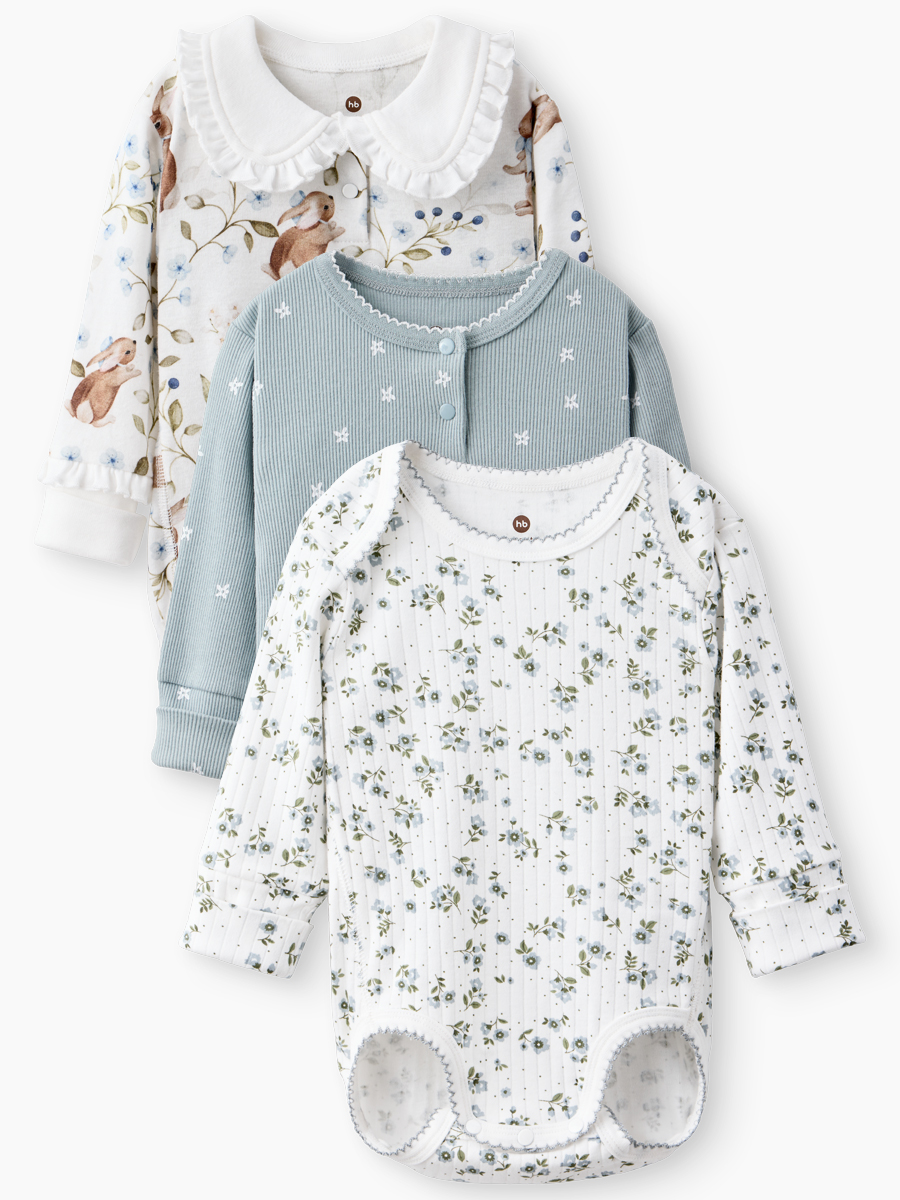 Боди 3 шт Happy Baby 90149-0_white-blue - фото 1