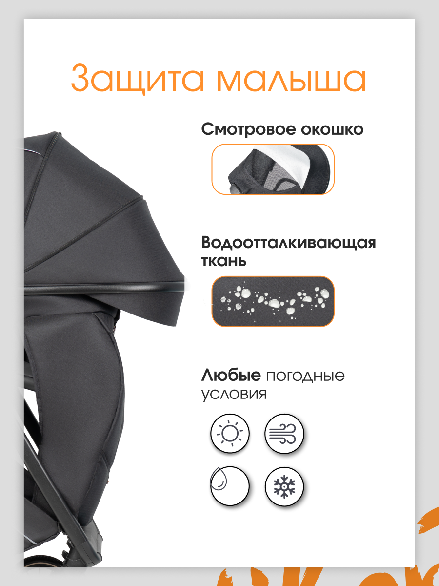 Коляска 3в1 Farfello Liberty черный - фото 5