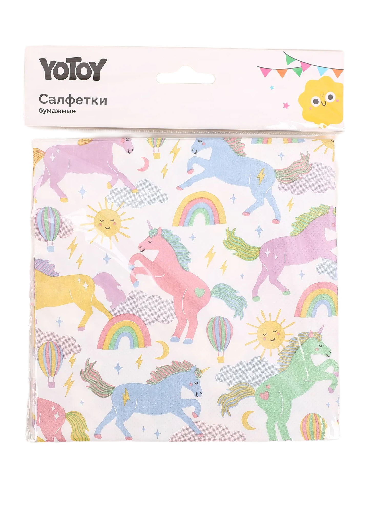 Салфетки Yotoy Единороги 16шт 3 слоя 33*33см - фото 2