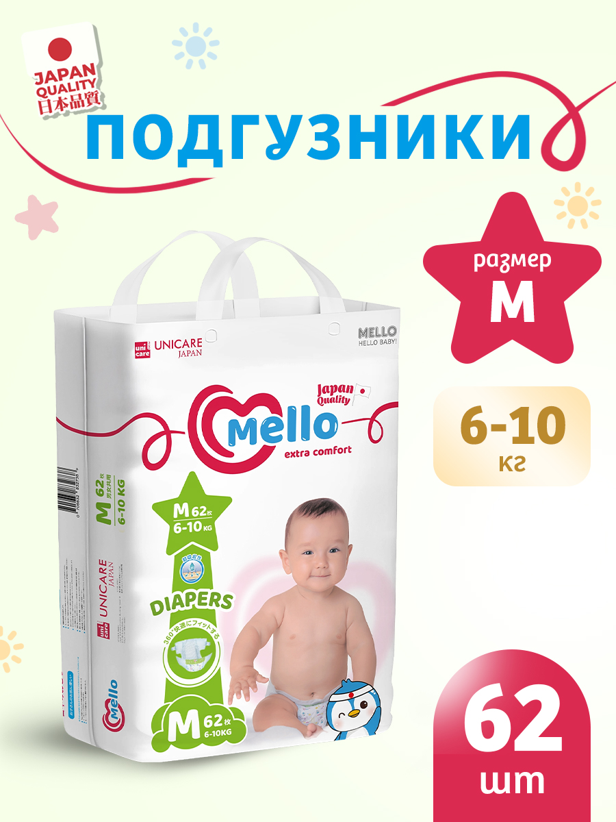 Подгузники MELLO Comfort 3 (6-10 кг) 62 шт. - фото 1