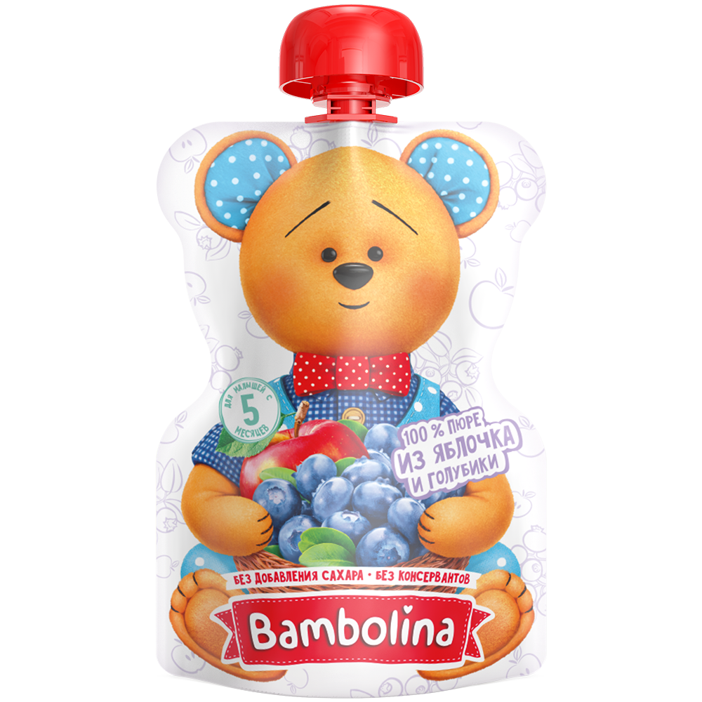 Пюре Bambolinа Яблоко-голубика с 5 мес 100 г - фото 1