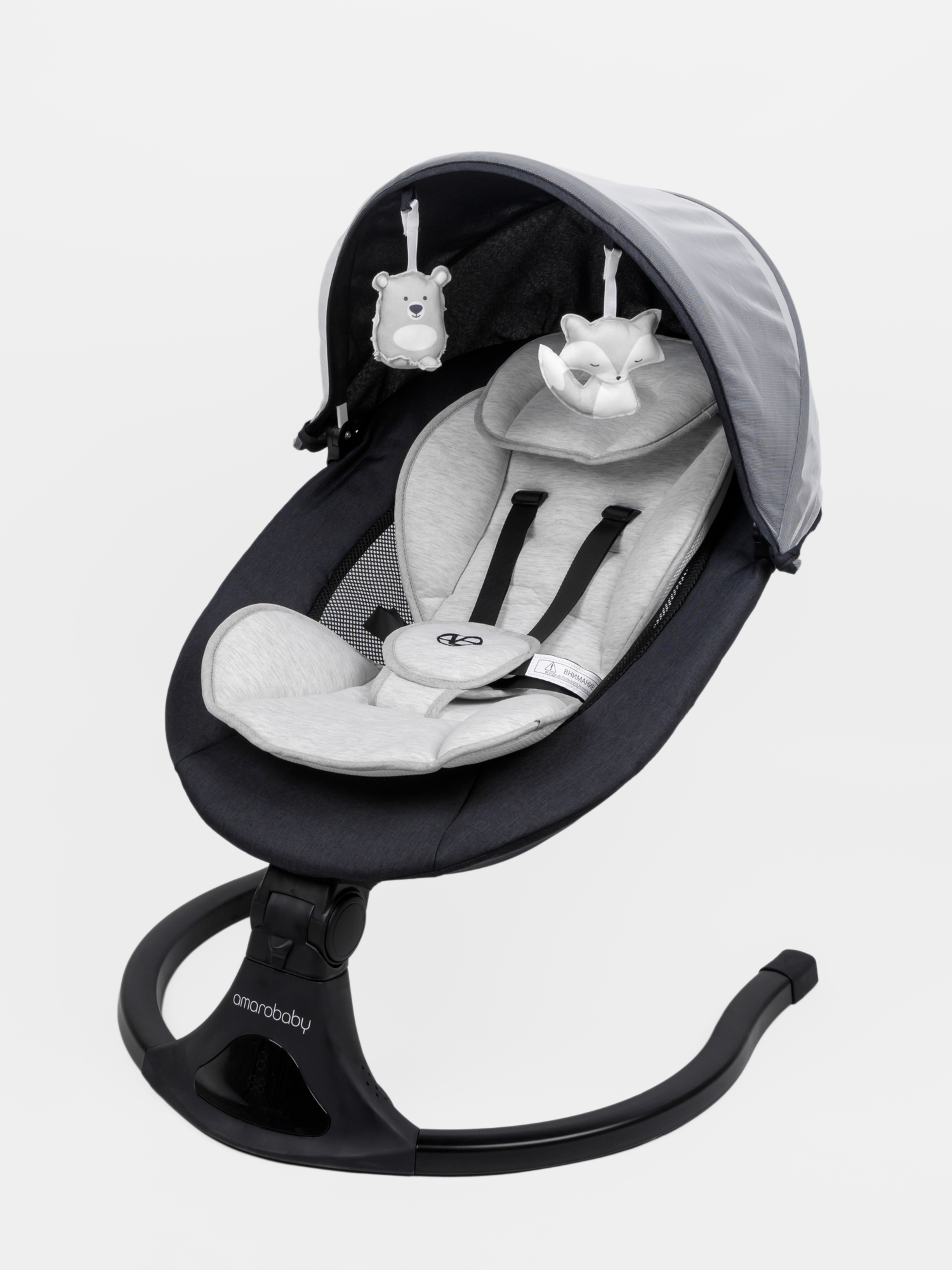 Электронные качели детские Amarobaby Funny swing, серый - фото 28