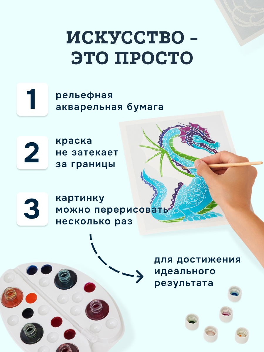 Набор для рисования SentoSphere Драконы акварель - фото 2